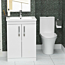 800mm Gloss White 2 Door Floor Standing Vanity Unit Basin & Rimless Close Coupled Toilet - Cloakroom Suite