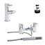 Kartell Plan Bath Shower Mixer +  Mono Basin Mixer Tap Along With Free Solid Brass Bathroom Set-Chrome