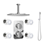 300mm Triple Function Slimline Round Ceiling Shower Set with Twin Thermostatic Shower Valve 6 Body Jets and Handset