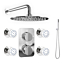 250mm Triple Function Slimline Round Wall Shower Set with Twin Thermostatic Shower Valve, 4 Body Jets and Handset