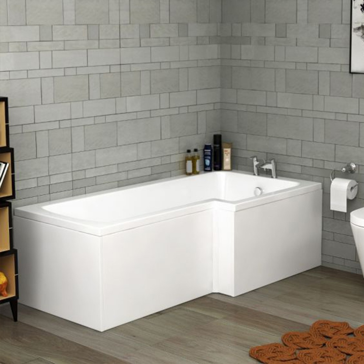 L Shaped Shower Bath - Royal Bathrooms