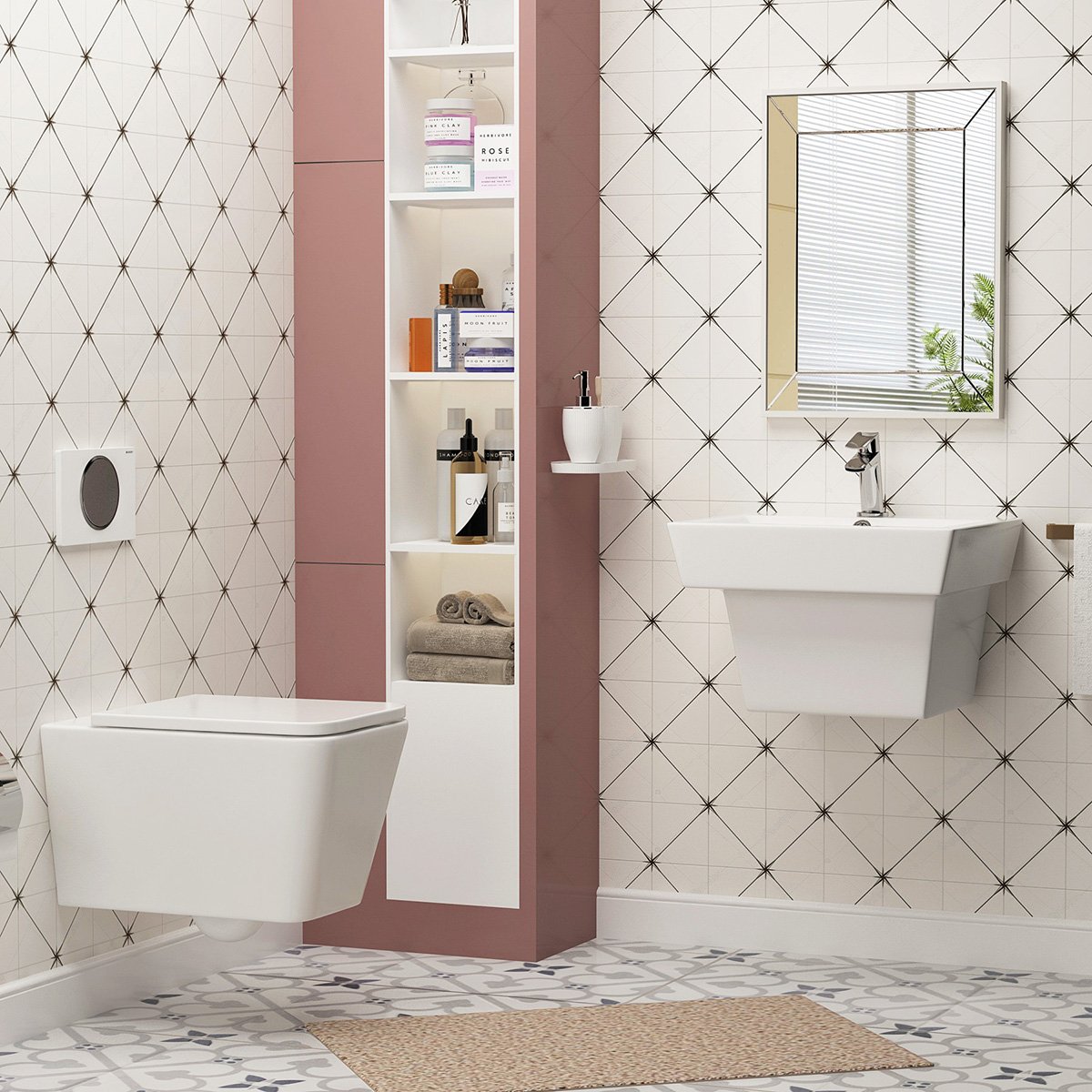 Cloakroom Bathroom Suite - Wall Hung Basin & BTW Toilet Pan