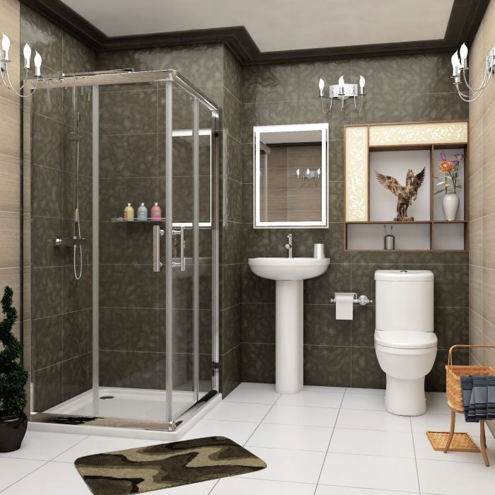 Shower Enclosure Suite - Corner Enclosure, Toilet & Basin