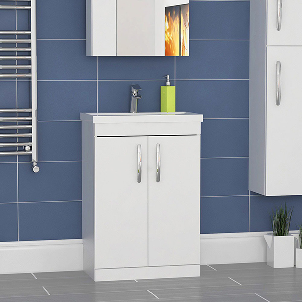 Floor Standing Vanity Unit Gloss White - Royal Bathrooms